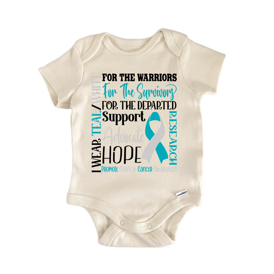 Cervical Cancer Awareness Teal White Ribbon - Baby Bodysuit