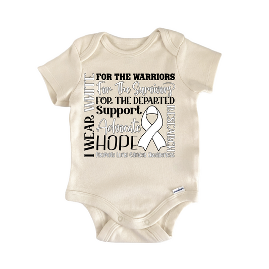 Lung Cancer Awareness White Ribbon - Baby Bodysuit